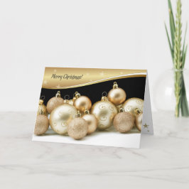 Vrolijk kerstfeest. Gold Baubles Feestdagen Kaart