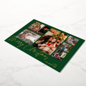 Vrolijk kerstfeest Gold Foil Multi Photo - Green Folie Uitnodiging (Gedraaid)