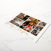 Vrolijk kerstfeest Gold Foil Multi Photo - White Folie Uitnodiging (Gedraaid)