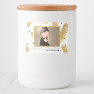 Vrolijk kerstfeest Gold Glitter-foto - Etiket op v