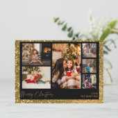 Vrolijk kerstfeest Gold Glitter Multi Photo (Staand voorkant)