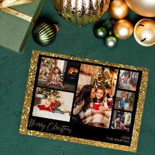 Vrolijk kerstfeest Gold Glitter Multi Photo
