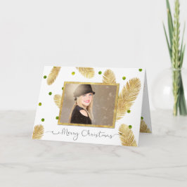 Vrolijk kerstfeest Gold Glitter Photo Wenskaart Feestdagen Kaart