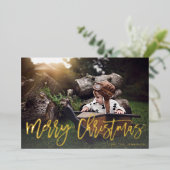 Vrolijk kerstfeest Gold Glitter Script-foto Vervag Folie Uitnodiging (Staand Voorkant)