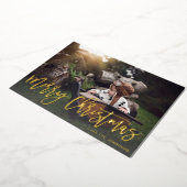 Vrolijk kerstfeest Gold Glitter Script-foto Vervag Folie Uitnodiging (Gedraaid)