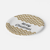 Vrolijk kerstfeest Gold Glitter White Stripes Papieren Bordje (Gekanteld)