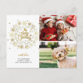 Vrolijk kerstfeest Gold Holiday met 2 foto's Briefkaart (Voorkant)