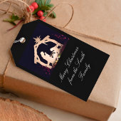 Vrolijk kerstfeest Gold Nativiteit Gift Labels Cadeaulabel