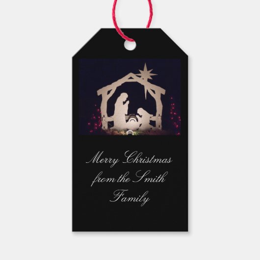 Vrolijk kerstfeest Gold Nativiteit Gift Labels Cadeaulabel (Voorkant)