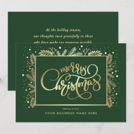 Vrolijk kerstfeest. Gold Pine Branches Corporate Feestdagenkaart