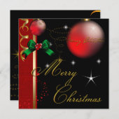 Vrolijk kerstfeest Gold Red Black Xmas Glitter Kaart (Voorkant / Achterkant)