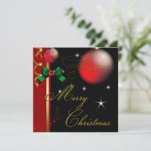 Vrolijk kerstfeest Gold Red Black Xmas Glitter Kaart (Staand voorkant)