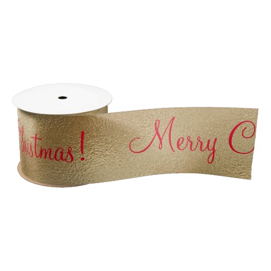 Vrolijk kerstfeest Gold Red Gift Satin Ribbon Satijnen Lint (Spoel)