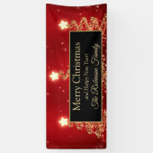 Vrolijk kerstfeest Gold Red-mousserende bomen Spandoek (Verticaal)