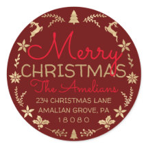 Vrolijk kerstfeest Gold Rustic RSVP Bourgogne