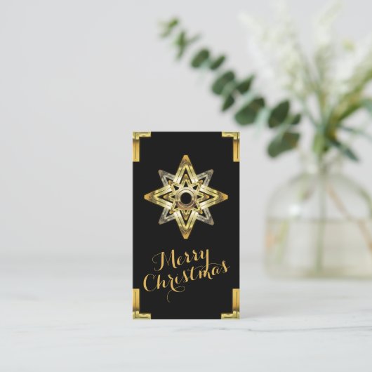 Vrolijk kerstfeest Gold Stars Gift Label (Staand voorkant)