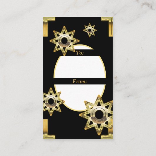 Vrolijk kerstfeest Gold Stars Gift Label (Achterkant)