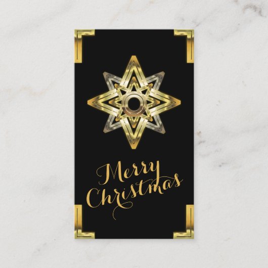 Vrolijk kerstfeest Gold Stars Gift Label (Voorkant)
