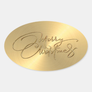Vrolijk kerstfeest Gold Sticker in reliëf