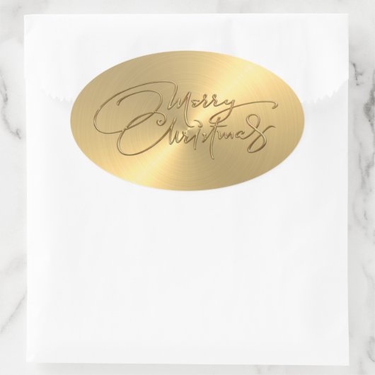Vrolijk kerstfeest Gold Sticker in reliëf (Tas)