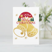 Vrolijk kerstfeest Golden Bell Kaart (Staand voorkant)