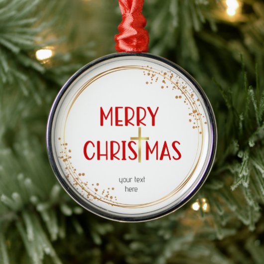 Vrolijk Kerstfeest Golden Cross Ornament Red Keeps