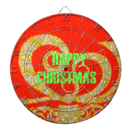 Vrolijk kerstfeest Golden Red Snowflex.jpg Dartbord (Voorkant)