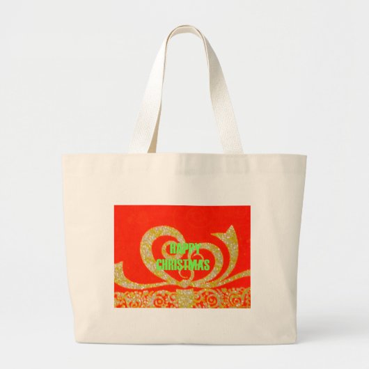 Vrolijk kerstfeest Golden Red Snowflex.jpg Grote Tote Bag (Voorkant)