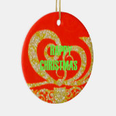 Vrolijk kerstfeest Golden Red Snowflex.jpg Keramisch Ornament (Rechts)