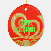Vrolijk kerstfeest Golden Red Snowflex.jpg Keramisch Ornament (Links)