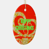 Vrolijk kerstfeest Golden Red Snowflex.jpg Keramisch Ornament (Rechts)