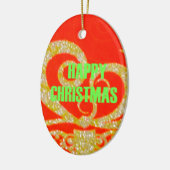 Vrolijk kerstfeest Golden Red Snowflex.jpg Keramisch Ornament (Links)