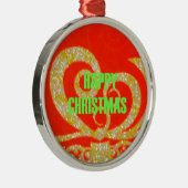 Vrolijk kerstfeest Golden Red Snowflex.jpg Metalen Ornament (Rechts)
