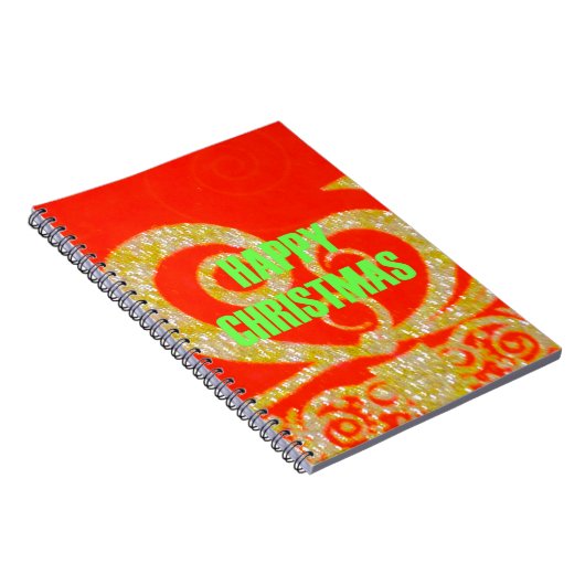 Vrolijk kerstfeest Golden Red Snowflex.jpg Notitieboek (Rechterzijde)