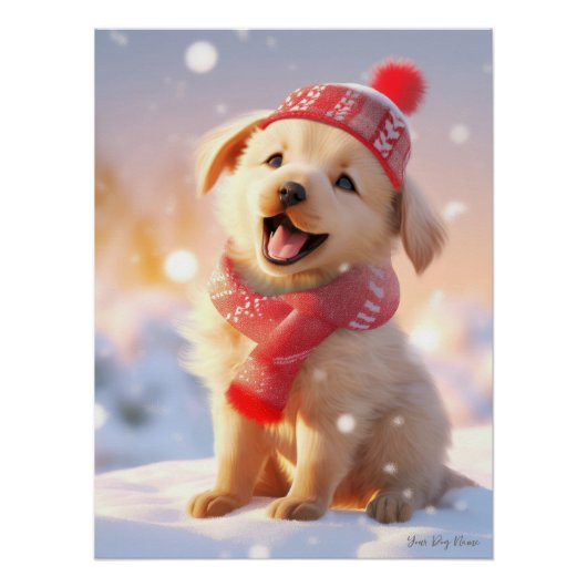 Vrolijk kerstfeest, Golden Retriever Dog 01 - Happ Perfect Poster (Voorkant)