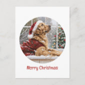 Vrolijk Kerstfeest Golden Retriever Santa Dog Feestdagenkaart (Voorkant)