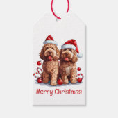 Vrolijk Kerstfeest Goldendoodle Honden Cadeaulabel (Voorkant)