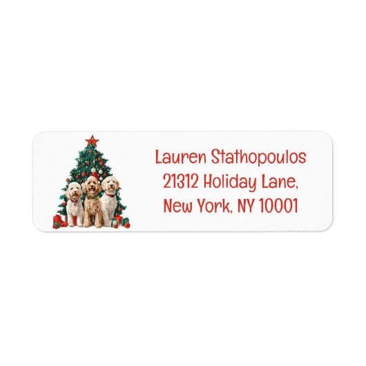 Vrolijk Kerstfeest Goldendoodle Honden Etiket (Voorkant)