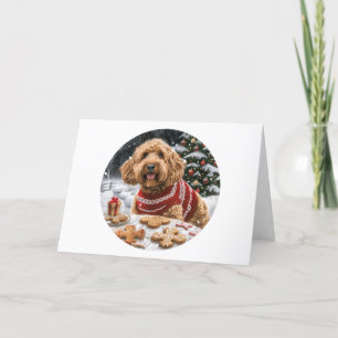 Vrolijk Kerstfeest Goldendoodle Honden Feestdagen Kaart