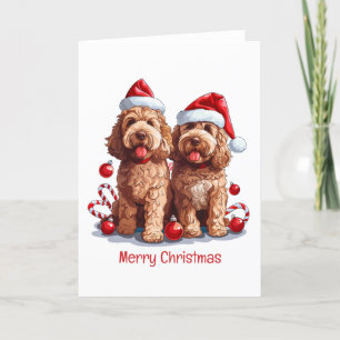 Vrolijk Kerstfeest Goldendoodle Honden Feestdagen Kaart
