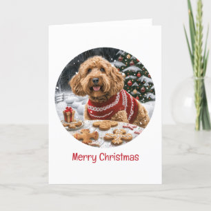 Vrolijk Kerstfeest Goldendoodle Honden Feestdagen Kaart