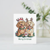 Vrolijk Kerstfeest Goldendoodle Honden Feestdagenkaart (Staand voorkant)