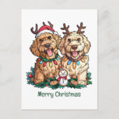 Vrolijk Kerstfeest Goldendoodle Honden Feestdagenkaart (Voorkant)