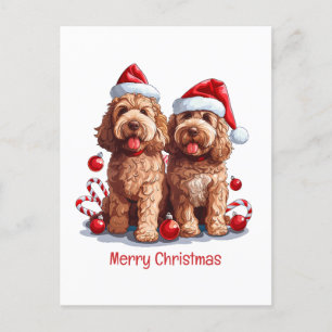 Vrolijk Kerstfeest Goldendoodle Honden Feestdagenkaart