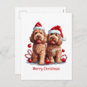 Vrolijk Kerstfeest Goldendoodle Honden Feestdagenkaart (Voorkant / Achterkant)