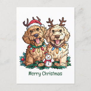 Vrolijk Kerstfeest Goldendoodle Honden Feestdagenkaart