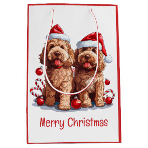 Vrolijk Kerstfeest Goldendoodle Honden Medium Cadeauzakje