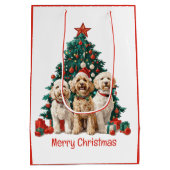 Vrolijk Kerstfeest Goldendoodle Honden Medium Cadeauzakje (Achterkant)