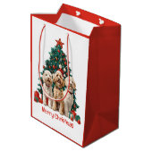Vrolijk Kerstfeest Goldendoodle Honden Medium Cadeauzakje (Achterkant Gekanteld)