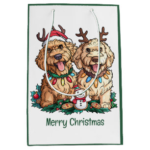 Vrolijk Kerstfeest Goldendoodle Honden Medium Cadeauzakje